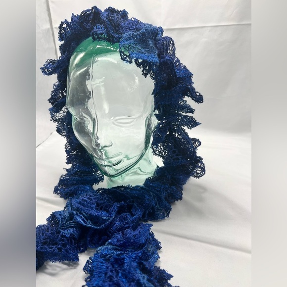Handmade Blue Ruffled Scarf - Picture 6 of 9